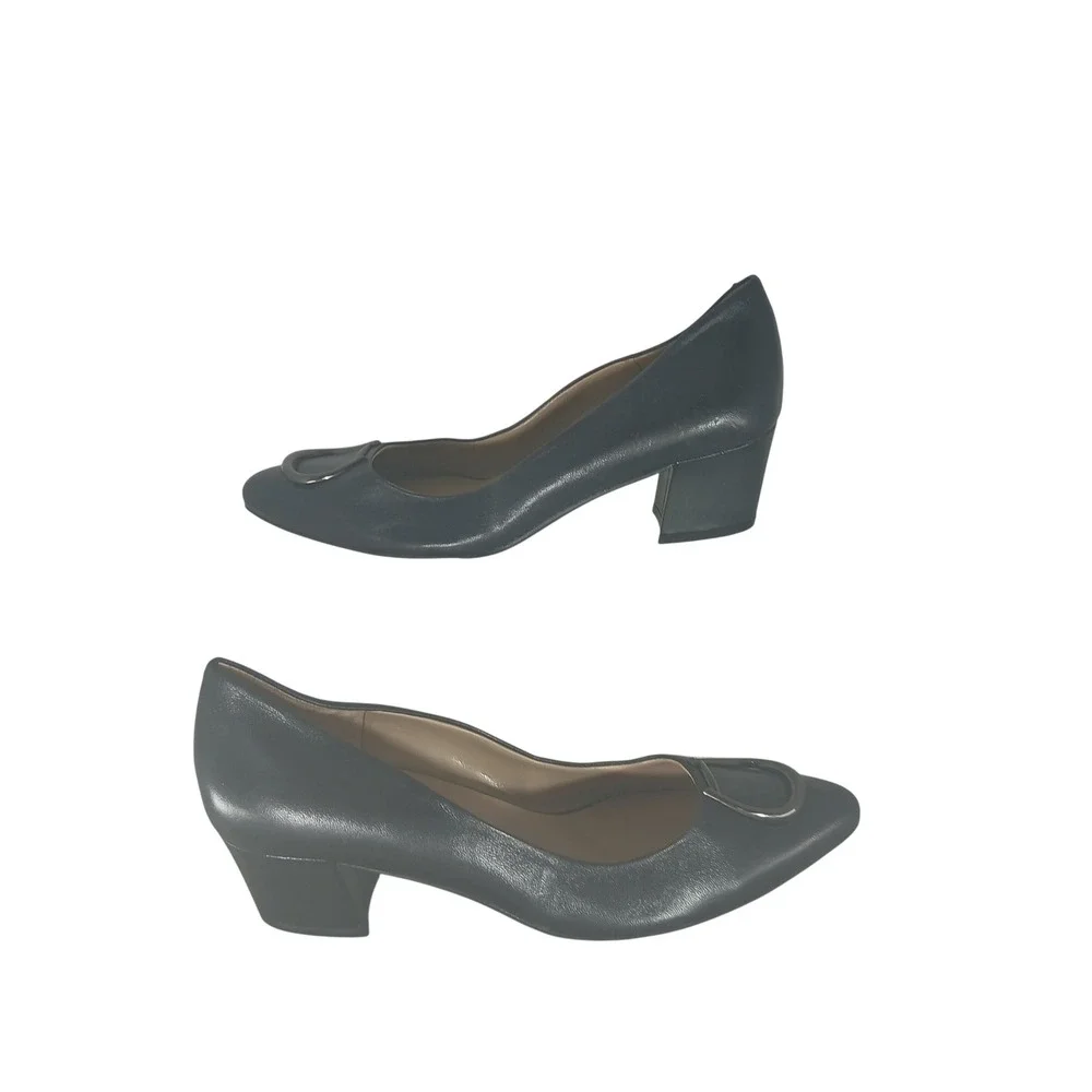 Naturalizer Caprice Pumps 9M Black Leather‎ Block Heel Pointed Toe Professional